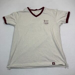 Qatar Airways Shirt Men M Gray Fifa World Cups V Neck‎ #22